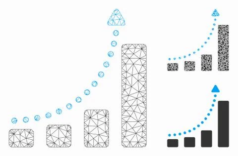 Bar Chart Trend Vector Mesh 2D Model and Triangle Mosaic Icon 스톡 일러스트