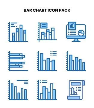 Bar Chart Two Colour Bundle Icons Pack Stock Illustration