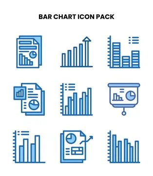 Bar Chart Two Colour Scalable Icons Pack Ilustración de archivo