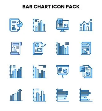 Bar Chart Two Colour UI Icons Pack Stock Illustration