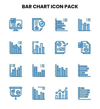Bar Chart Two Colour UI Icons Pack Stock Illustration