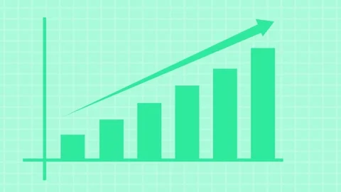 Bar chart with upward arrow growth progress and rising business performance.. Stock Footage 337177013