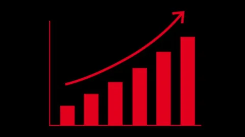 Bar chart with an upward arrow growth progress and increasing performance a.. Stock Footage 337177337