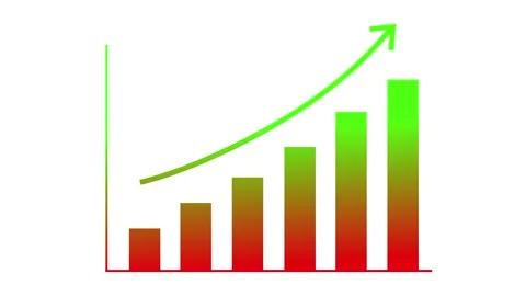 Bar chart with an upward arrow growth progress and increasing performance a.. Stock Footage 337177363