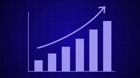 Bar chart with an upward arrow growth progress and increasing performance a.. Stock Footage 337177367