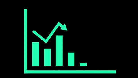 Bar chart with upward arrow growth progress and financial success animation Stock Footage 337177451