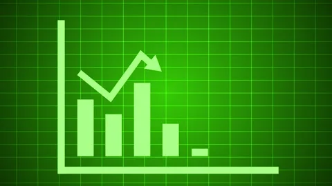 Bar chart with upward arrow growth progress and financial success animation Stock Footage 337177476