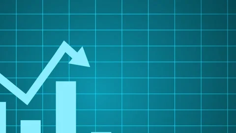 Bar chart with upward arrow growth progress and financial success animation Stock Footage 337177485