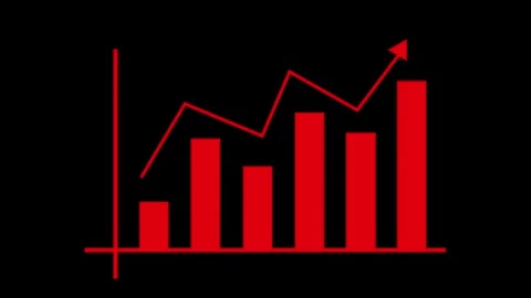 Bar chart with an upward line arrow growth progress and financial success a.. Stock Footage 337177135