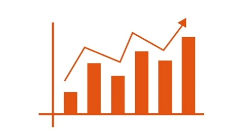 Bar chart with an upward line arrow growth progress and financial success a.. Stock Footage 337177146