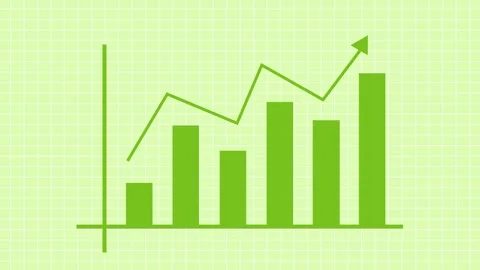 Bar chart with an upward line arrow growth progress and financial success a.. Stock Footage 337177151