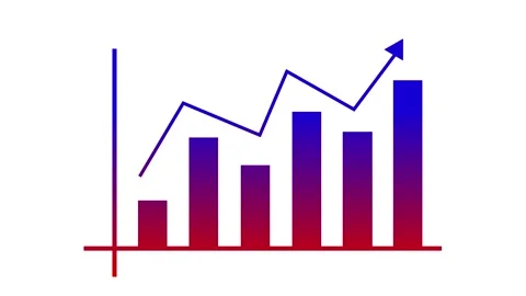 Bar chart with an upward line arrow growth progress and financial success a.. Stock Footage 337177154