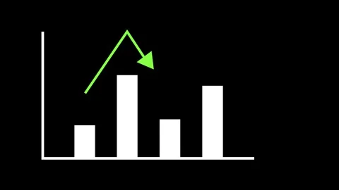 Bar chart with an upward-pointing arrow indicating growth in the second bar.. Stock Footage 337567306