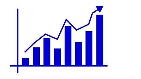 Bar Chart with Upward Trend Arrow Animation, Economic Growth Visualization .. 库存影片 310198350