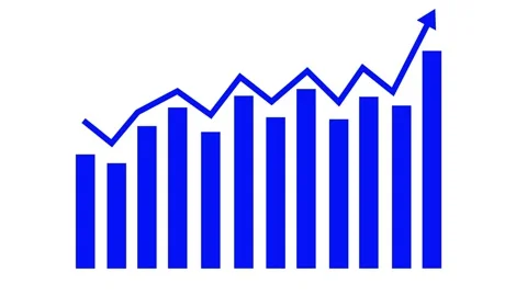 Bar Chart with Upward Trend Line Animation on white background, Bar chart w.. Stock Footage 304245913