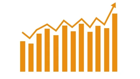 Bar Chart with Upward Trend Line Animation on white background, Bar chart w.. Stock Footage 304245918