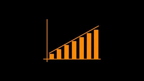 Bar chart with upward trend line indicating growth and progress on black ba.. Stock Illustration