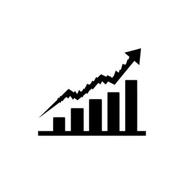 Bar Chart with Upward Trend Line Graph Icon Stock Illustration