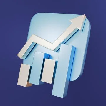Bar chart with an upward trending arrow, investment and economic progress Stockillustratie