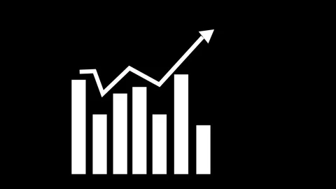 Bar chart with upward zigzag arrow animation Stock Footage 329114876
