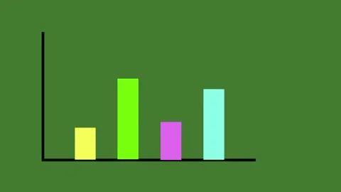Bar chart with varying heights on a green background showing data compariso.. Stock Footage 337567321