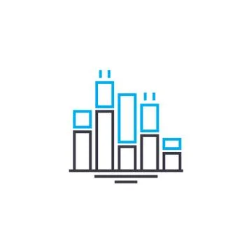 Bar chart vector thin line stroke icon. Bar chart outline illustration, linear 스톡 일러스트