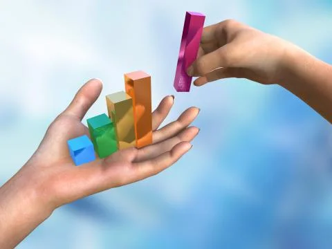 Bar chart in woman's hands 스톡 일러스트