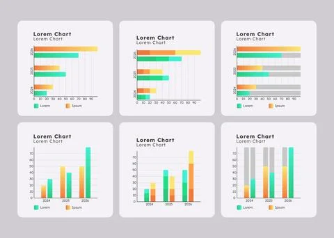 Bar charts vertical horizontal ui dashboard chart set Stock Illustration