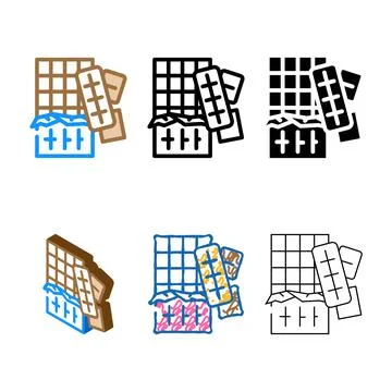 Bar chocolate candy food forms color icon vector Stock Illustration