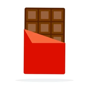 Bar of chocolate in a wrapper vector flat material design isolated object on Stock Illustration