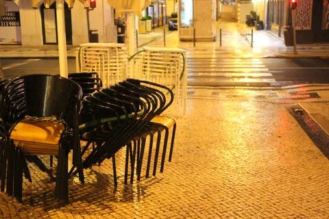 The bar closed at night Foto stock