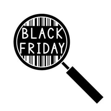 Bar code and Black Friday through the magnifying glass. Stock-Illustration