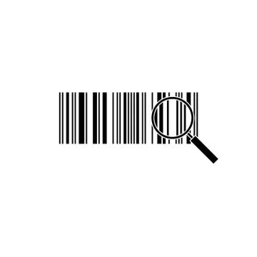 Bar code and magnifying glass. Stock-Illustration