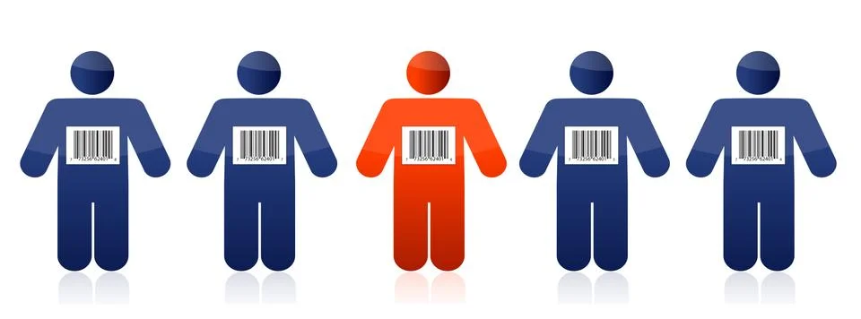 Bar code and people illustration design over white Stock Illustration