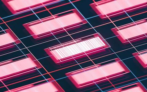 Bar code with black background, 3d rendering. Stock Illustration