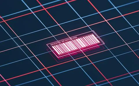 Bar code with black background, 3d rendering. Stock Illustration