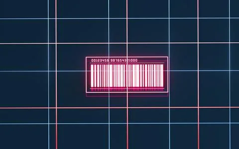 Bar code with black background, 3d rendering. Stock Illustration