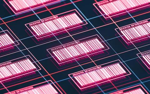 Bar code with black background, 3d rendering. Stock Illustration