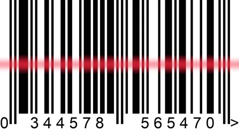 Bar code black with scanning red line Video stock 141593889