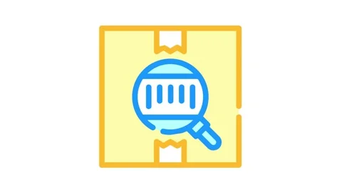 Bar code on box color icon animation Video stock 156643007