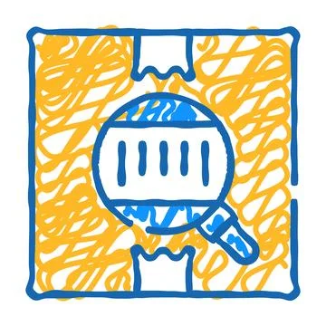 Bar code on box icon doodle illustration Stock Illustration