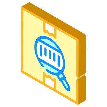 Bar code on box isometric icon vector illustration Stock Illustration