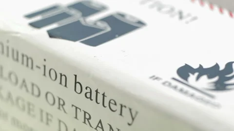 Bar code on a cardboard box. Conveyor. Smooth motion. Stock Footage 86396736