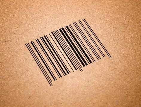 Bar code in a cardboard Stock Photos
