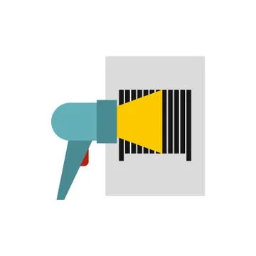 Bar code on cargo icon, flat style Stock Illustration