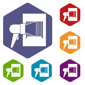 Bar code on cargo icons set Stockillustratie