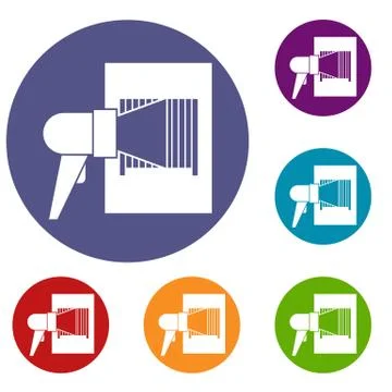 Bar code on cargo icons set 스톡 일러스트