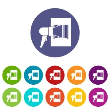 Bar code on cargo set icons Stock Illustration