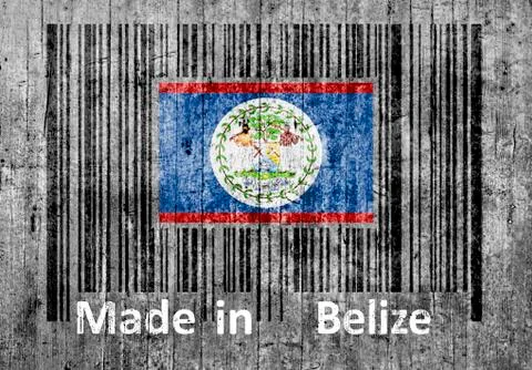 Bar code on concrete Made in Belize Stock Photos