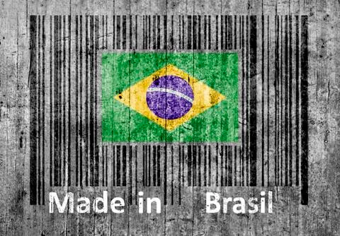 Bar code on concrete Made in Brasil Stock Photos